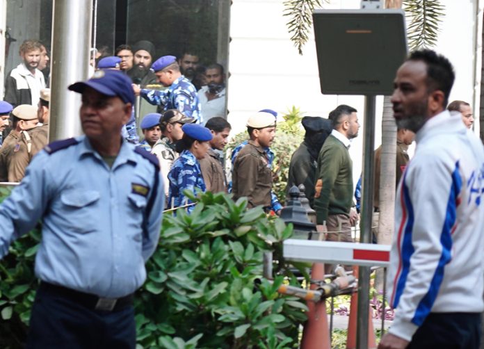 Delhi Red Fort terror blast case accused Amir Rashid Ali leaves Patiala House Court on Monday. (UNI)