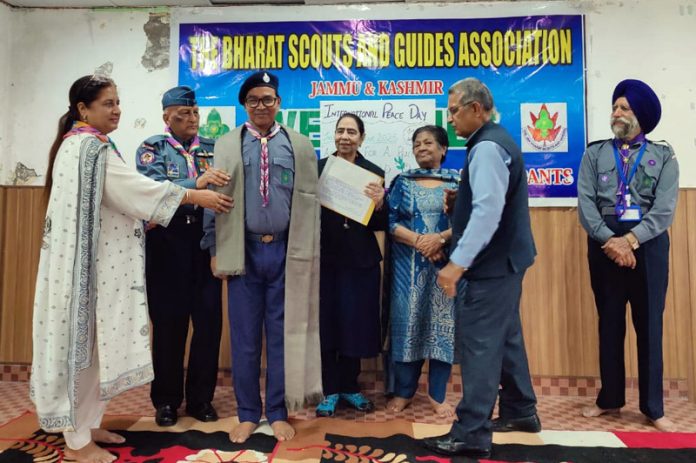 Top Scout Master and Guide Captain honoured at J&K BSG Golden Jubilee