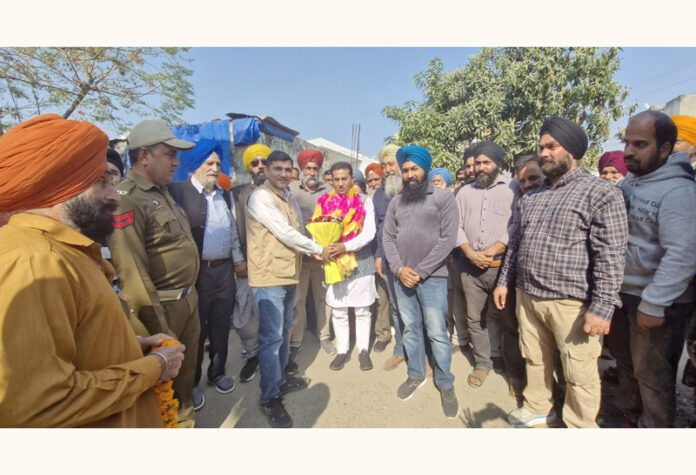 MLA Jasrota Rajiv Jasrotia laying foundation stone of development works in his constituency on Friday.