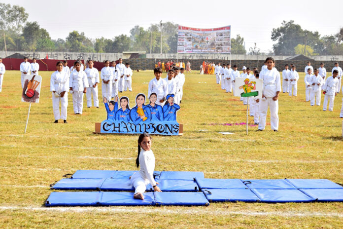 A girl performing during an Annual Sports Day event. A girl performing during an Annual Sports Day event.