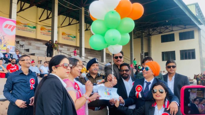 DIG JSK Range Shiv Kumar Sharma and other dignitaries inaugurating J&K Masters Games at MA Stadium, Jammu.