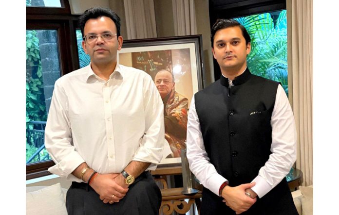 Martand Singh posing along with Rohan Jaitley, Chairman BCCI Committee on Infrastructure and President of DDCA in New Delhi.