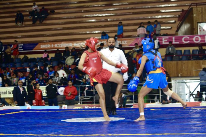 Wushu Athletes in action during a match.