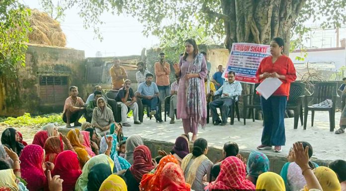 Mission Shakti District Coordinator Shagun Manchanda addressing women at Pargwal on Saturday. Mission Shakti District Coordinator Shagun Manchanda addressing women at Pargwal on Saturday.