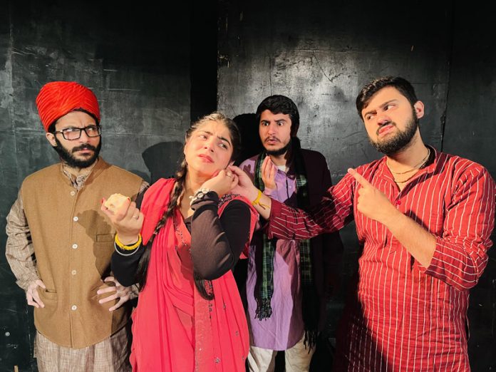 A still from the play ‘Postmaster’ staged by Natrang at its Studio Theatre in Jammu.