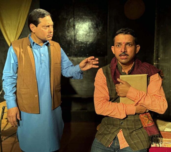 A scene from play ‘Diary Kuse Loknath Di’ staged by Natrang in Jammu on Sunday. A scene from play ‘Diary Kuse Loknath Di’ staged by Natrang in Jammu on Sunday.
