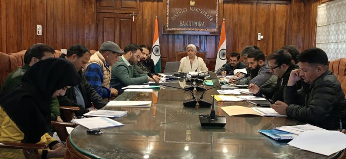 DC Bandipora Indu Kanwal Chib chairing a meeting on Friday.