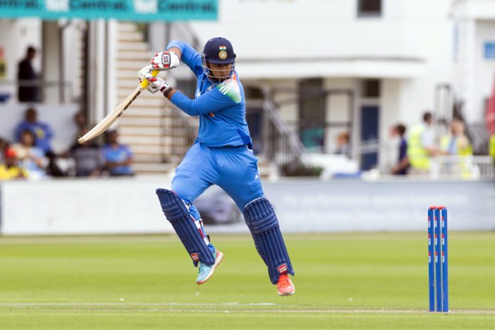 Viabhav Suryavanshi playing a shot during his inning of 144 runs against UAE in Doha.