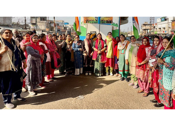 BJP vice president Rekha Mahajan during an interactive meeting with party's Mahila Morcha activists at Samba on Thursday.