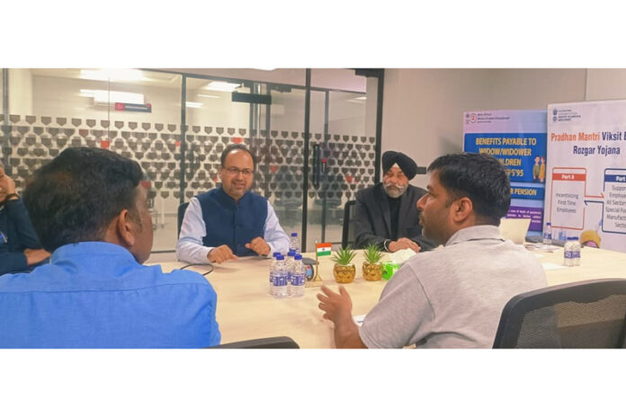 A team from Employees' Provident Fund Organisation during an outreach programme in Kathua on Thursday.