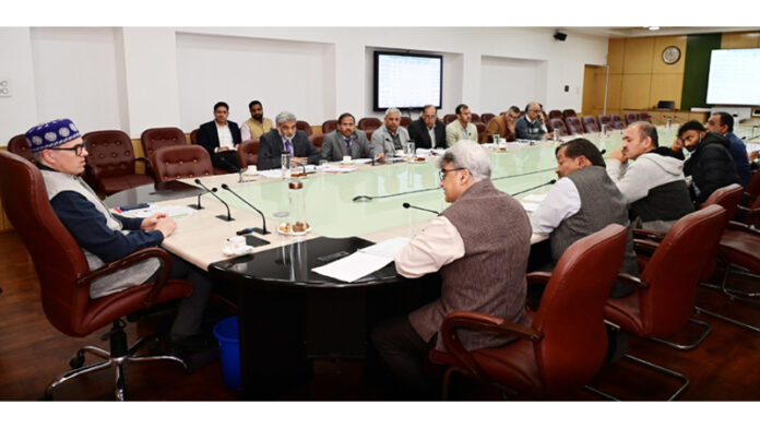 Chief Minister Omar Abdullah chairing a meeting on Tuesday. Chief Minister Omar Abdullah chairing a meeting on Tuesday.