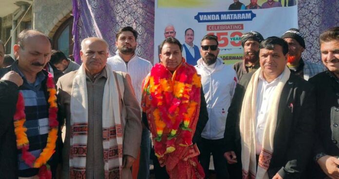 J&K BJP general secretary (Org), Ashok Koul and other leaders taking DPAP leaders into party fold at Bhaderwah on Thursday.