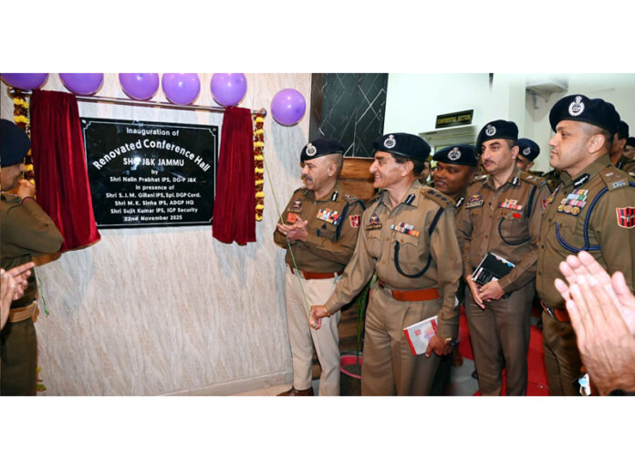 DGP inaugurating renovated conference hall of Security Wing at Jammu on Saturday.