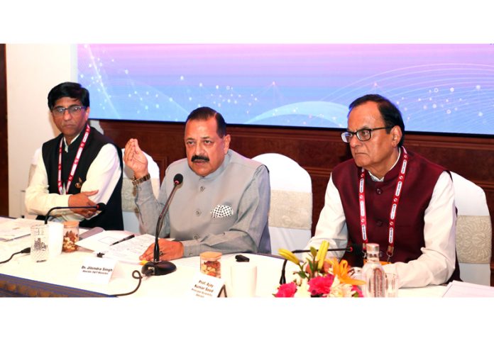 Union Minister Dr Jitendra Singh addressing a Round Table with eminent NRI Scientists and scholars during the 3-day “Emerging Science, Technology,Innovation Conclave” (ESTIC 2025) at Bharat Mandapam, New Delhi on Tuesday.