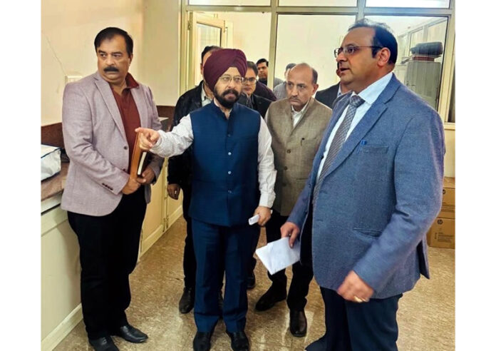 Saurabh Bhagat inspecting Legal Metrology labs in Jammu on Sunday.