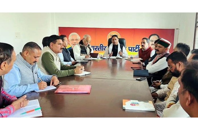 BJP leaders during party meeting at Udhampur on Sunday.