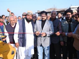 Minister Satish Sharma inaugurating development project in Khour Block on Saturday.