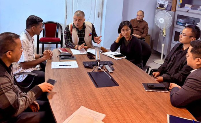 Secretary to Govt of Mizoram Amit Sharma chairing a meeting at Aizawl on Wednesday.