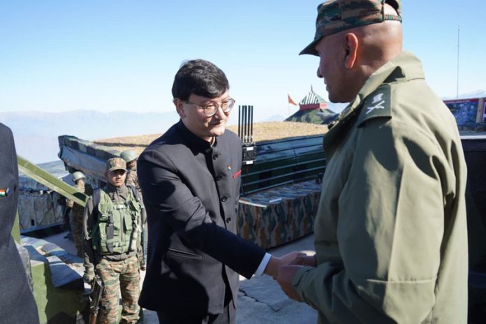 Lt Gen Prateek Sharma and DC Baramulla Minga Sherpa during a function at Uri on Wednesday. Lt Gen Prateek Sharma and DC Baramulla Minga Sherpa during a function at Uri on Wednesday.
