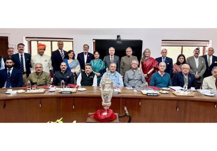 Vikramaditya Singh along with other dignitaries participating in the GC Council meeting of Mayo College in Ajmer.