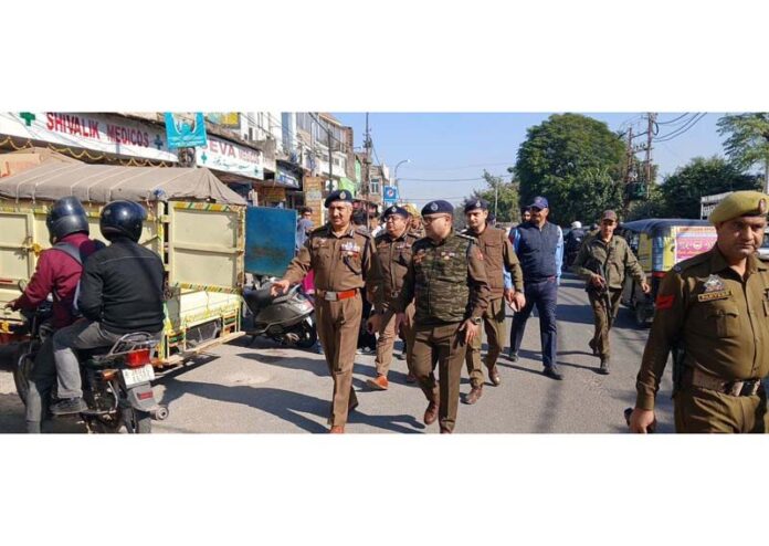 DIG Traffic Jammu, Dr Mohammad Hasseeb Mughal, assessing traffic situation near 4th Bridge on Friday. DIG Traffic Jammu, Dr Mohammad Hasseeb Mughal, assessing traffic situation near 4th Bridge on Friday.