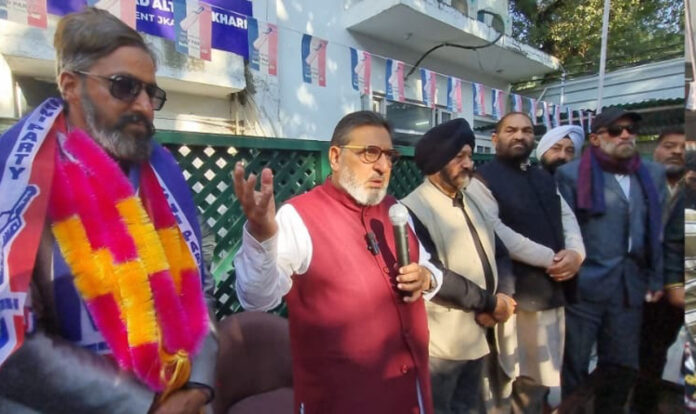 Apni Party leader Altaf Bukhari during a function in Jammu. Apni Party leader Altaf Bukhari during a function in Jammu.