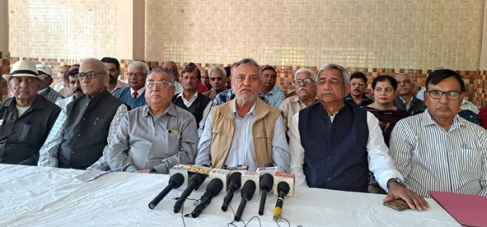 Adhoc body members of All J&K SGRDS during a press conference at Jammu. Adhoc body members of All J&K SGRDS during a press conference at Jammu.