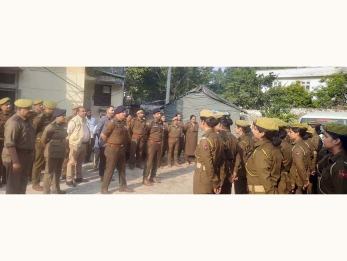 DIG Armed Jammu Samir Sharma interacting with constables of Ist Women Battalion in Jammu on Friday.