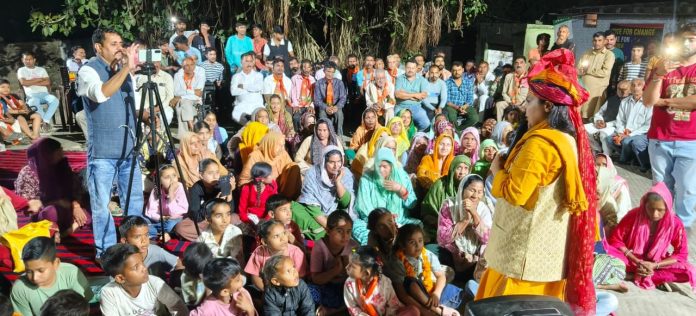 BJP candidate Devyani Rana during meeting with people of Nagrota constituency on Saturday.