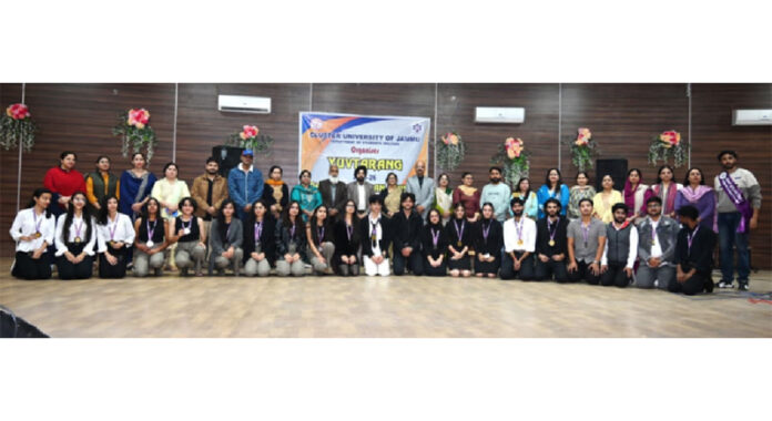 Students posing for a group photograph on the 4th day of Yuvtarang 2025-26 at MAM College. Students posing for a group photograph on the 4th day of Yuvtarang 2025-26 at MAM College.