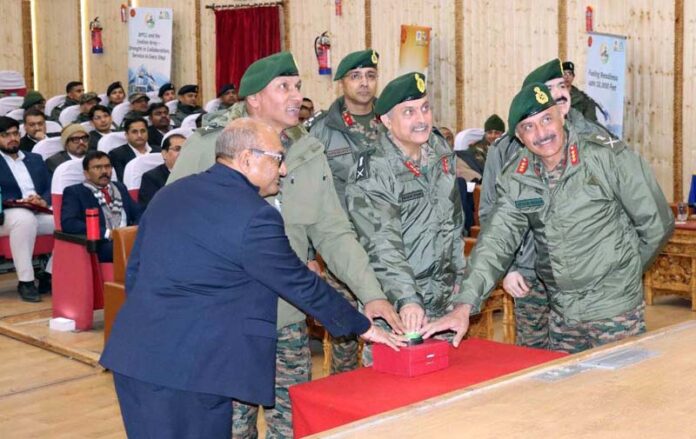 Northern Army Commander Lt Gen Pratik Sharma inaugurating Project Sena Sarthi in Leh on Friday. Northern Army Commander Lt Gen Pratik Sharma inaugurating Project Sena Sarthi in Leh on Friday.