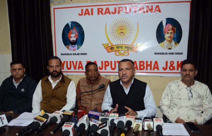 YRS Chairman and others addressing press conference at Jammu on Tuesday.