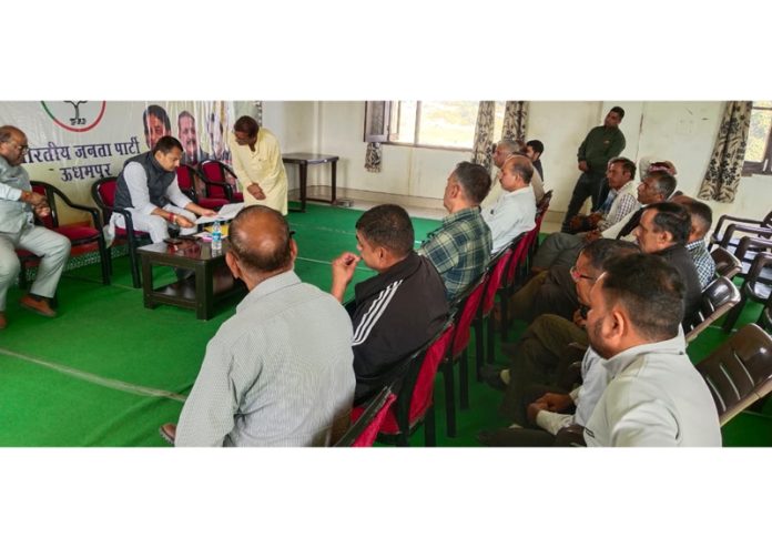 BJP leader RS Pathania attending a public delegation at Johnu.