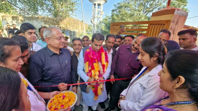 MLA Jasrota, Rajiv Jasrotia inaugurating renovated Ayushman Arogya Mandir in Mangloor, Dinga Amb Block on Friday. MLA Jasrota, Rajiv Jasrotia inaugurating renovated Ayushman Arogya Mandir in Mangloor, Dinga Amb Block on Friday.