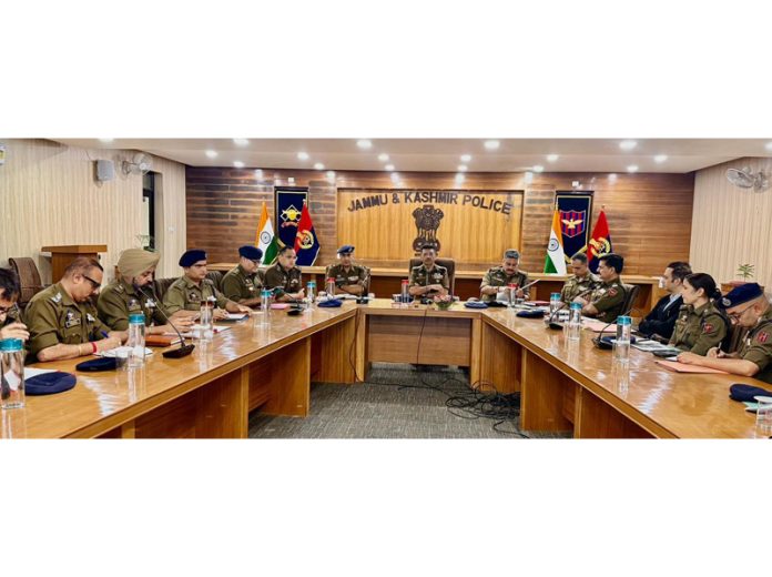 SSP Jammu Joginder Singh chairing a meeting of police officers in Jammu district on Thursday. SSP Jammu Joginder Singh chairing a meeting of police officers in Jammu district on Thursday.