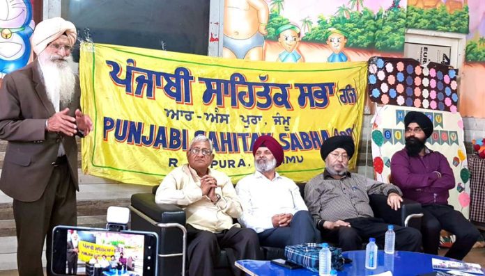 Dignitaries of Punjabi Sahitak Sabha during a literary meeting in R.S Pura. Dignitaries of Punjabi Sahitak Sabha during a literary meeting in R.S Pura.