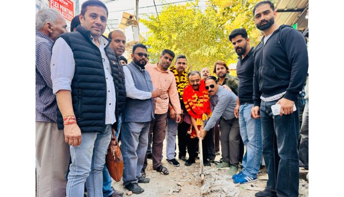 MLA Bahu, Ch Vikram Randhawa kick starting construction of lane and drain in Malik Market on Tuesday. MLA Bahu, Ch Vikram Randhawa kick starting construction of lane and drain in Malik Market on Tuesday.