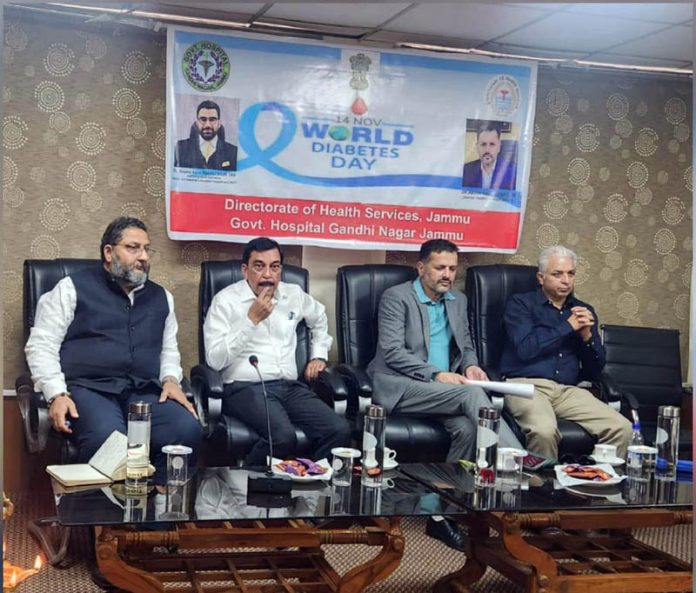 DHSJ Dr Abdul Hamid Zargar and other dignitaries during an event at Government Hospital, Gandhi Nagar, Jammu.