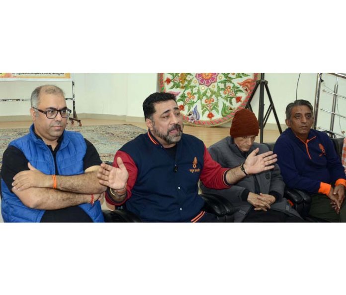 Youth 4 PK leaders at a press conference at Jammu on Wednesday. -Excelsior/Rakesh