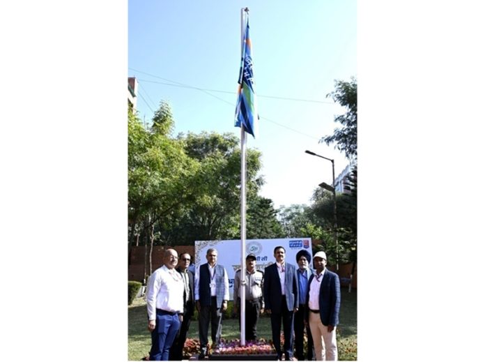 Ram Swaroop, Executive Director, NHPC hoisting the NHPC Flag during a function on Friday.