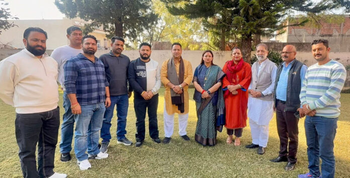 BJP vice president, Rekha Mahajan during a party meeting in Reasi on Thursday.