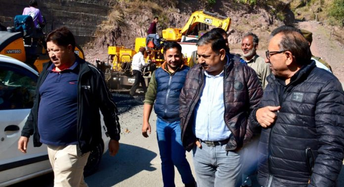 DC Ashok Sharma inspecting work progress on Chandak-Mandi road in Poonch. DC Ashok Sharma inspecting work progress on Chandak-Mandi road in Poonch.