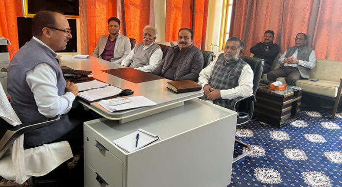 Representatives of trade unions meeting EPFO officer in Jammu. Representatives of trade unions meeting EPFO officer in Jammu.