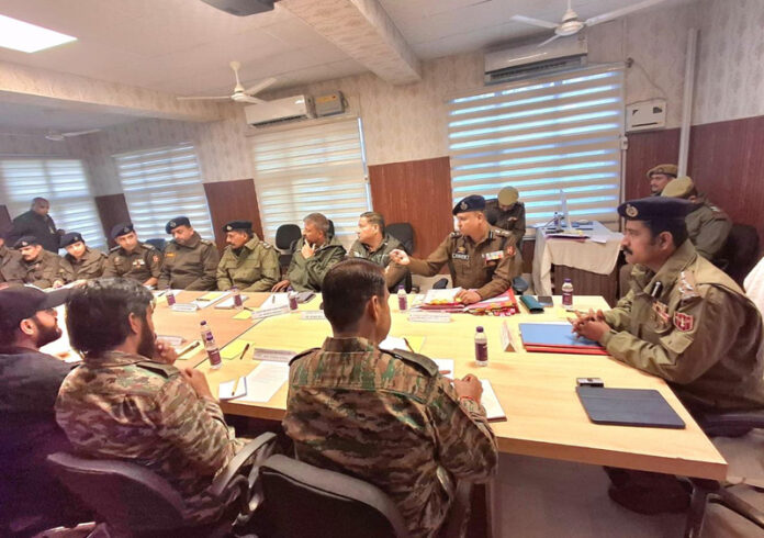 DIG DKR Range, Shridhar Patil, chairing a meeting of police officers at DPO Ramban on Thursday. DIG DKR Range, Shridhar Patil, chairing a meeting of police officers at DPO Ramban on Thursday.