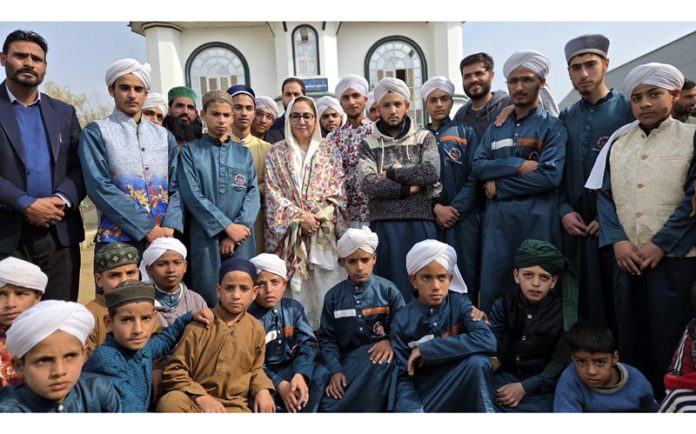 Dr Syed Darakhshan Andrabi posing along with others during visit to Haqqani Memorial Trust at Soibug. Dr Syed Darakhshan Andrabi posing along with others during visit to Haqqani Memorial Trust at Soibug.