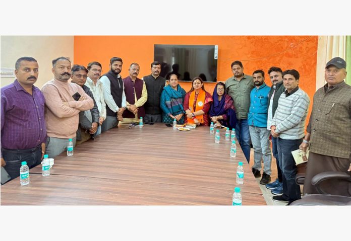 BJP leaders during a meeting at Samba on Tuesday.