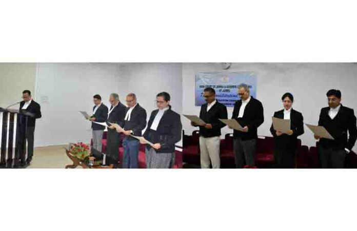 Registry officials join Justice Arun Palli, Chief Justice of J&K and Ladakh High Court, in reciting Preamble to the Constitution, during Constitution Day function at Jammu wing of the High Court. Registry officials join Justice Arun Palli, Chief Justice of J&K and Ladakh High Court, in reciting Preamble to the Constitution, during Constitution Day function at Jammu wing of the High Court.