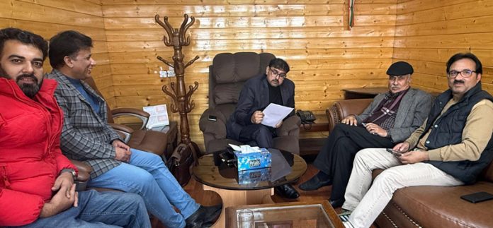 Minister Satish Sharma meeting a delegation on Monday. Minister Satish Sharma meeting a delegation on Monday.