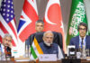 Prime Minister Narendra Modi addresses the third session of the G20 Leaders’ Summit in Johannesburg, South Africa on Sunday. (UNI)