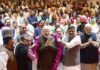PM Narendra Modi being garlanded during the Parliamentary Party meeting, in New Delhi on Tuesday. (UNI)